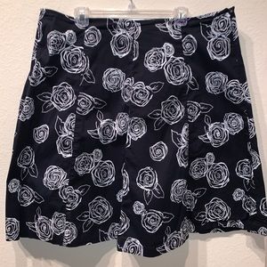 CLAUDIA RICHARD rose print stretch skirt